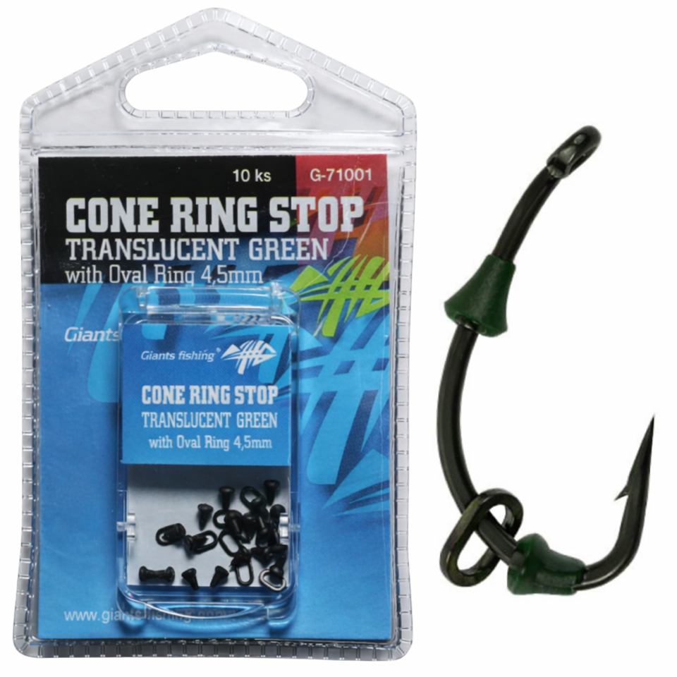 Giants fishing Slídová zarážka s kroužkem Cone Ring Stop Translucent Green with Oval Ring 4,5mm