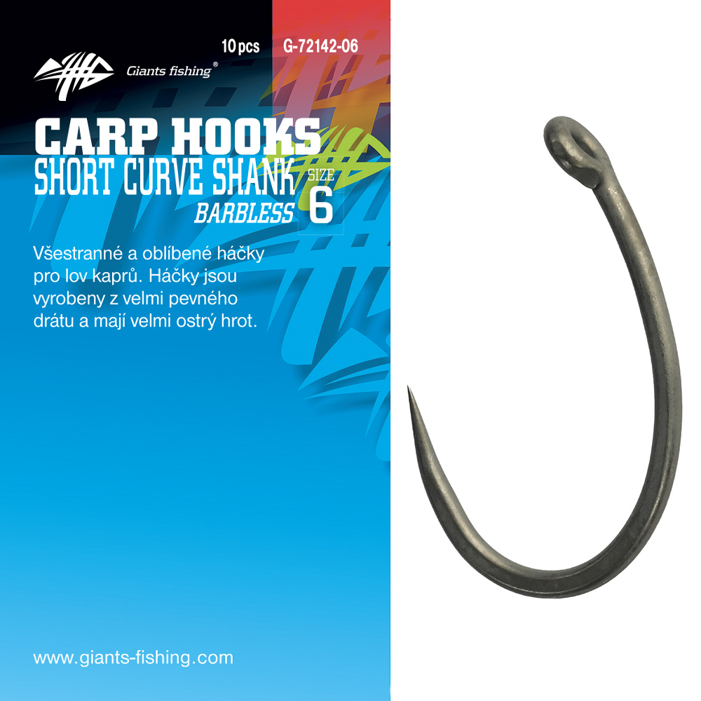 Giants fishing Háček s očkem bez protihrotu Short Curve Shank 10ks