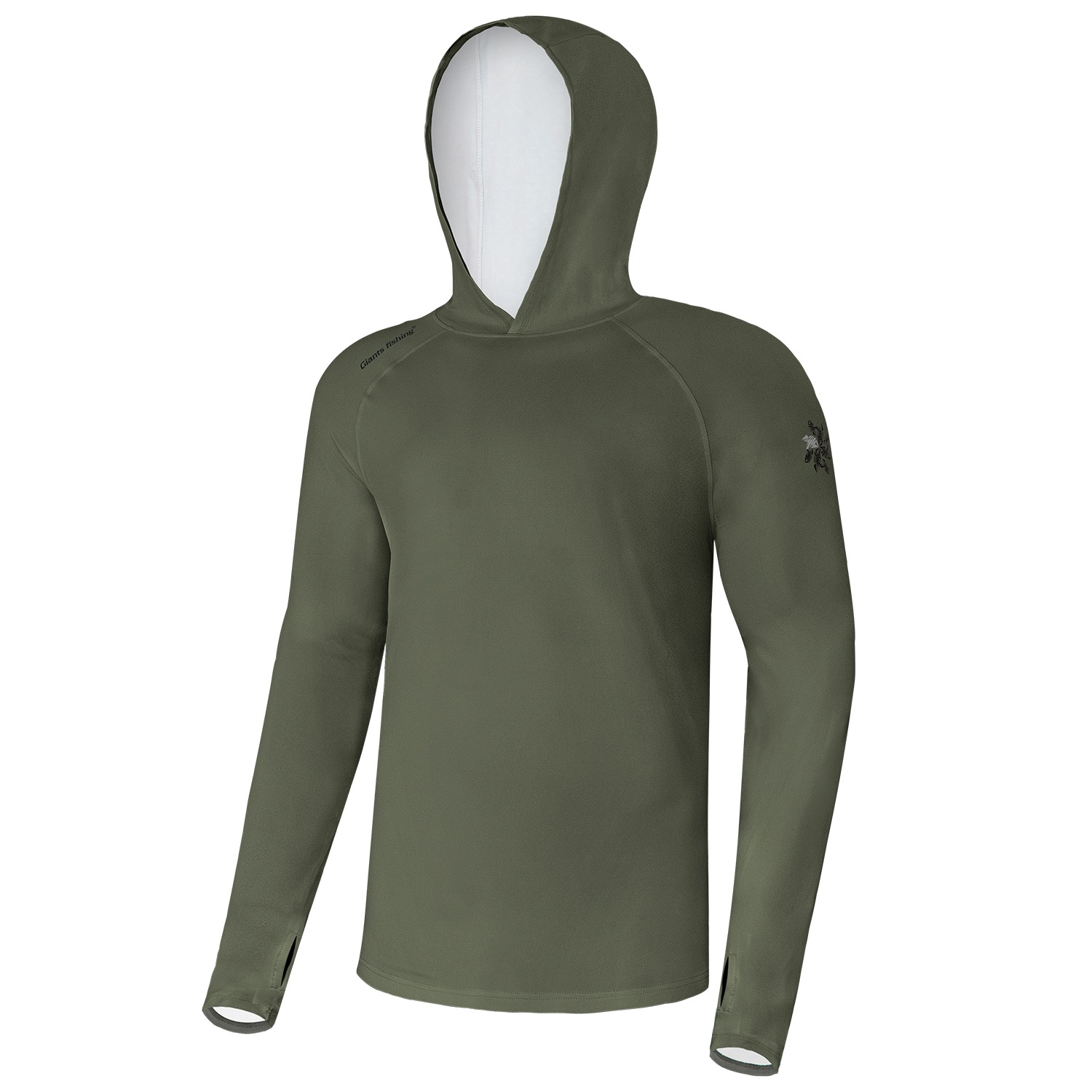 Giants fishing Funkční tričko s dlouhým rukávem UV50+Hoodie Dark Green